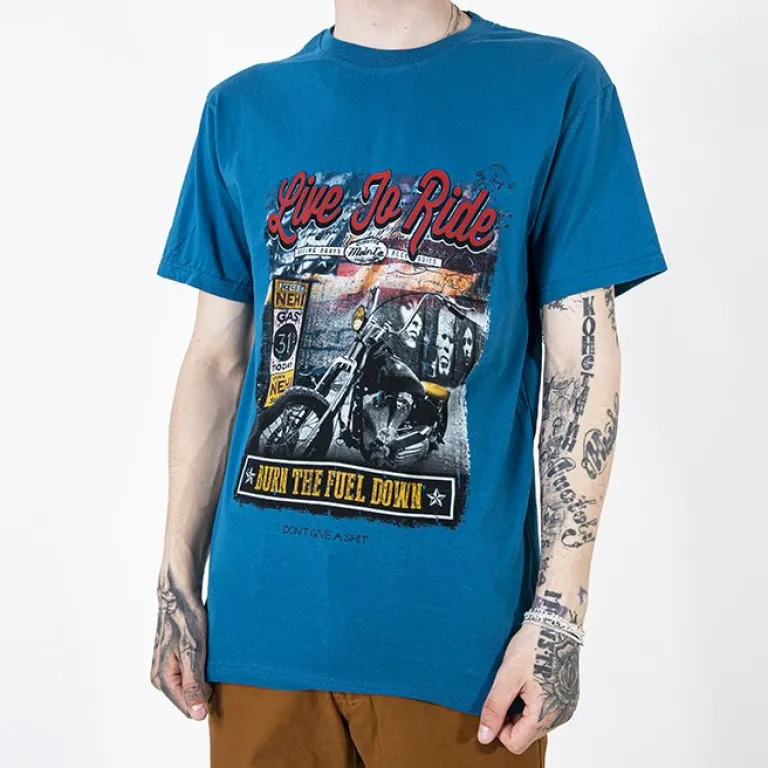 Online bawełniany męski t-shirt z kolorowym nadrukiem Bluzki