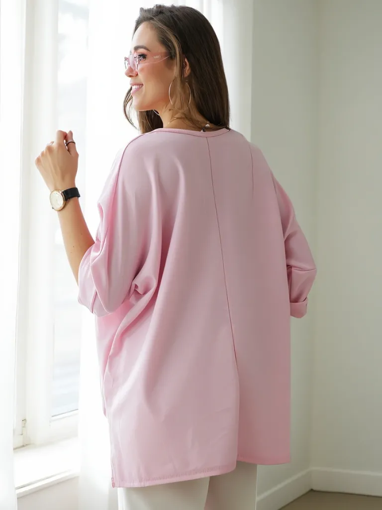 Sale Wiskozowa damska bluzka z napisami z cyrkonii Bluzki / Koszule / Koszulki