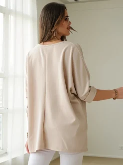 Wiskozowa damska bluzka z napisami z cyrkonii Bluzki / Koszule / Koszulki