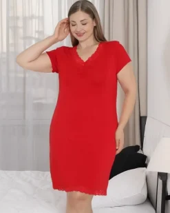 Outlet Wiskozowa nocna koszula damska PLUS SIZE Piżamy|Plus Size