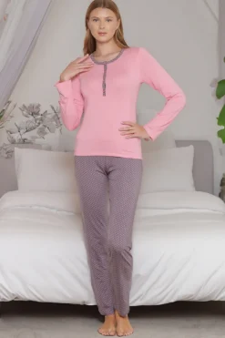 Wiskozowa piżama damska ze spodniami w kropeczki Piżamy