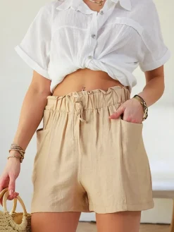 Sale Wiskozowe krótkie spodenki damskie Szorty|Krótkie Spodenki