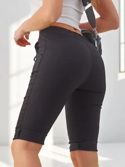 Wiskozowe materiałowe krótkie spodenki damskie do kolana Spodenki 3/4|Szorty