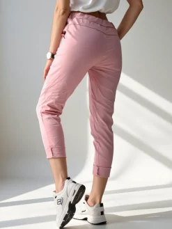 Wiskozowe spodnie damskie rurki z wiązaniem w pasie Spodnie Materiałowe