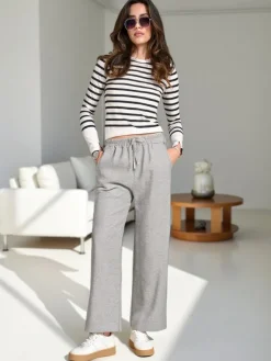 Online Wiskozowe szerokie spodnie damskie dresowe Spodnie Materiałowe|Spodnie Dresowe