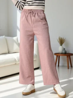 Best Wiskozowe szerokie spodnie damskie dresowe Spodnie Materiałowe|Spodnie Dresowe