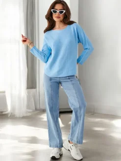 Wiskozowy cienki damski sweterek Swetry