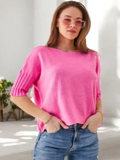 Sale Wiskozowy damski sweter z krótkimi rękawami Swetry