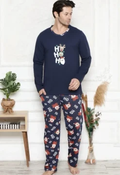 Best Świąteczna bawełniana męska piżama 2- częściowa HO HO HO Piżamy