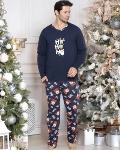 Best Świąteczna bawełniana męska piżama 2- częściowa HO HO HO Piżamy