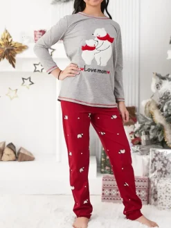 Discount Świąteczna bawełniana dziecięca piżama z misiami polarnymi Bielizna|Piżamy