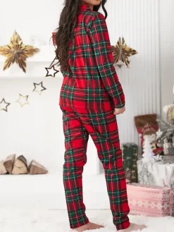 Outlet Świąteczna dziecięca piżama bawełniana w kratkę Piżamy|Piżamy