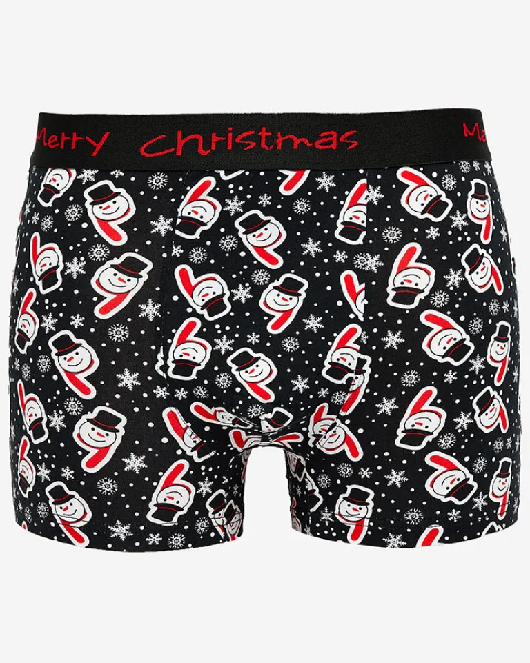 Online Świąteczne czarne bokserki męskie Majtki