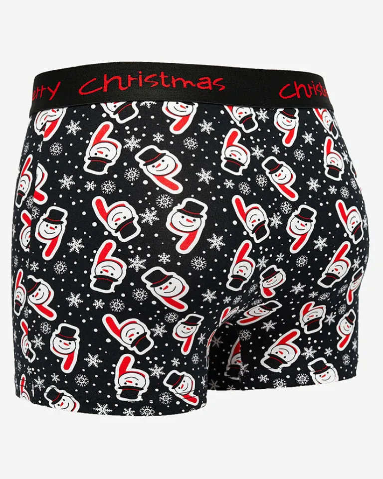 Online Świąteczne czarne bokserki męskie Majtki