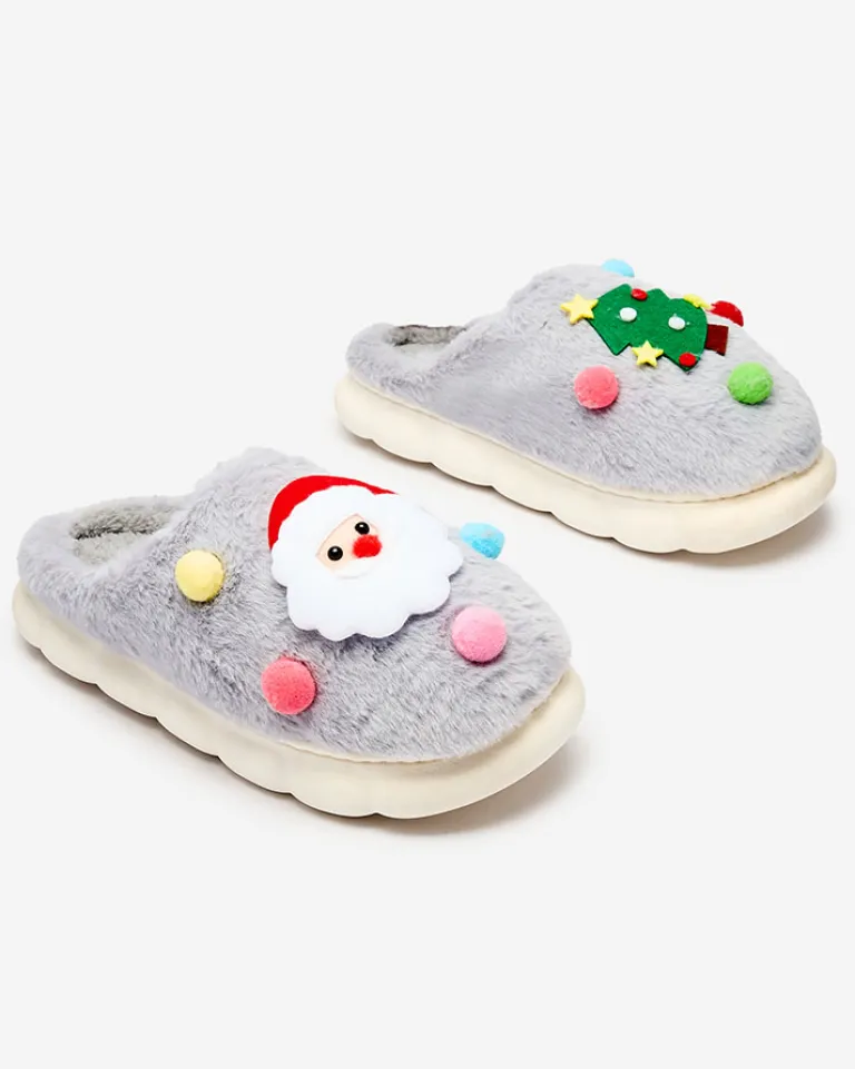 Świąteczne damskie kapcie w kolorze szarym Fertemse Kapcie