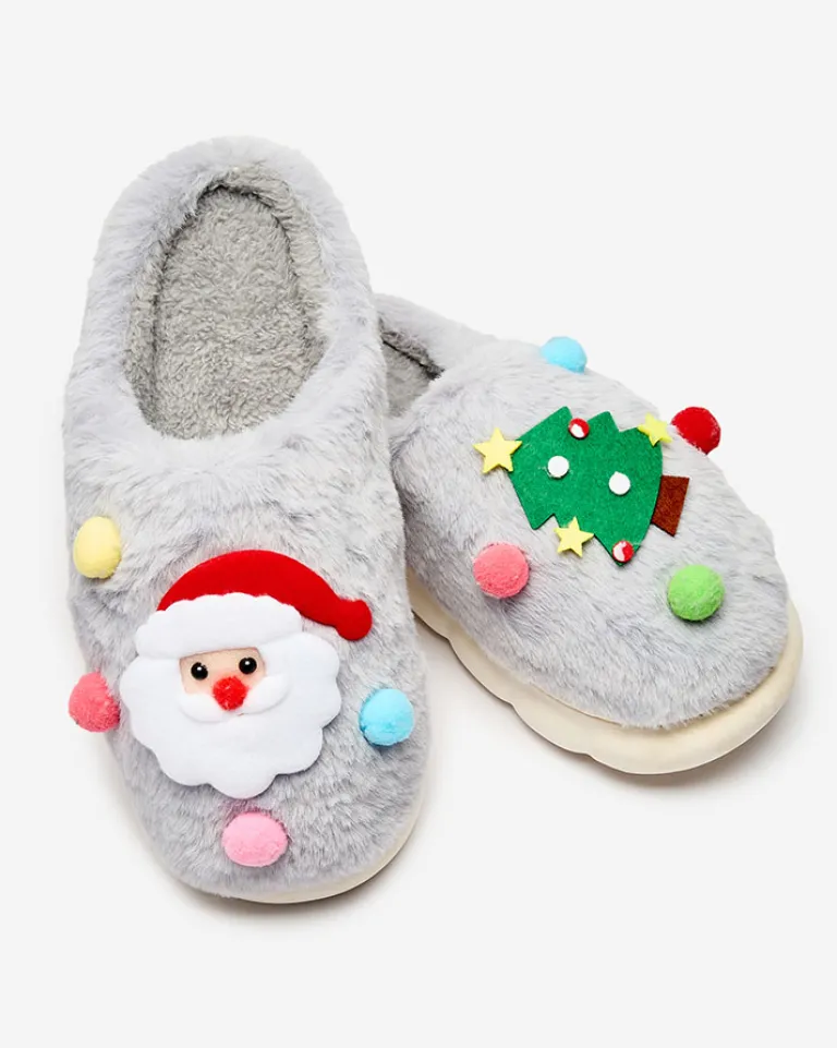 Świąteczne damskie kapcie w kolorze szarym Fertemse Kapcie