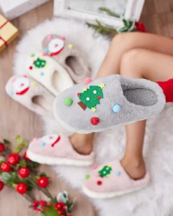 Świąteczne damskie kapcie w kolorze szarym Fertemse Kapcie