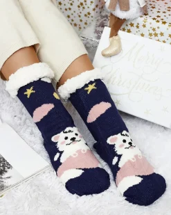 Świąteczne damskie zimowe skarpetki z zwężeniami Skarpetki