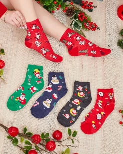 Clearance Świąteczne długie skarpety damskie 5/pak Skarpetki