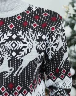 Best Świąteczny męski sweter z golfem w kolorze szarym Bluzki