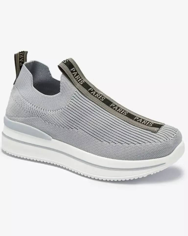 Wsuwane buty sportowe damskie z napisami w kolorze szarym Cerppa Damskie Bieganie, Ćwiczenia I Trening