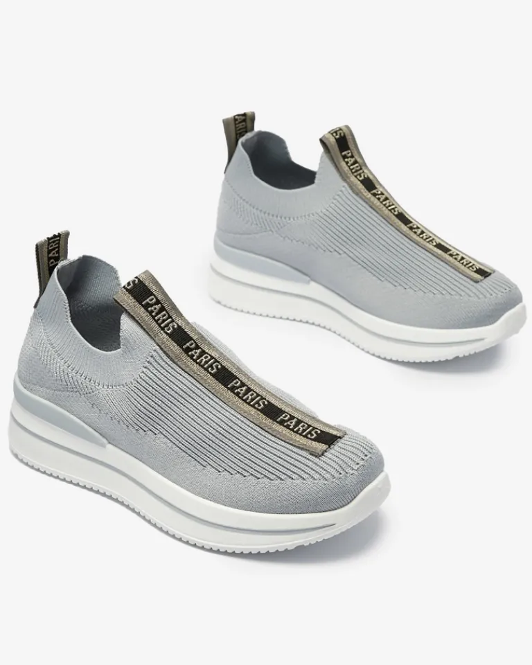 Wsuwane buty sportowe damskie z napisami w kolorze szarym Cerppa Damskie Bieganie, Ćwiczenia I Trening