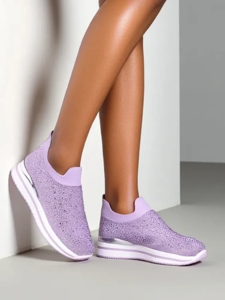 Wsuwane damskie buty sportowe z cyrkoniami Adeq Damskie Bieganie, Ćwiczenia I Trening