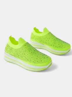 Sale Wsuwane damskie materiałowe buty sportowe z cyrkoniami Adeq Damskie Bieganie, Ćwiczenia I Trening