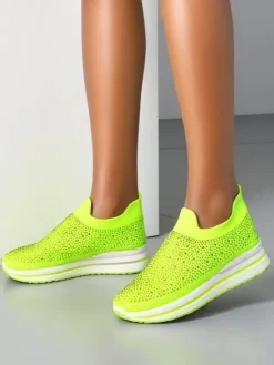 Sale Wsuwane damskie materiałowe buty sportowe z cyrkoniami Adeq Damskie Bieganie, Ćwiczenia I Trening