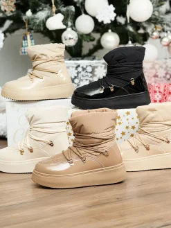 Outlet Wsuwane śniegowce damskie w m kolorze Dabenda Śniegowce|Botki Z Grubym Ociepleniem