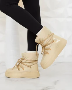 New Wsuwane śniegowce damskie w jasnobrązowym kolorze Dabenda Śniegowce|Botki Z Grubym Ociepleniem