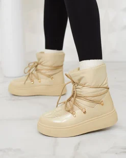 New Wsuwane śniegowce damskie w jasnobrązowym kolorze Dabenda Śniegowce|Botki Z Grubym Ociepleniem