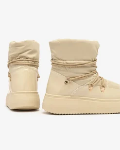 New Wsuwane śniegowce damskie w jasnobrązowym kolorze Dabenda Śniegowce|Botki Z Grubym Ociepleniem