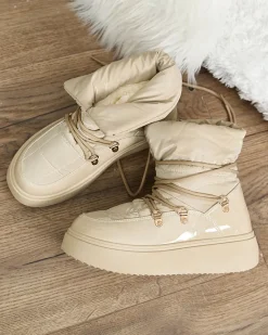 New Wsuwane śniegowce damskie w jasnobrązowym kolorze Dabenda Śniegowce|Botki Z Grubym Ociepleniem