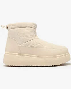 Online Wsuwane śniegowce damskie w kremowym kolorze Armeda Śniegowce|Botki Z Grubym Ociepleniem