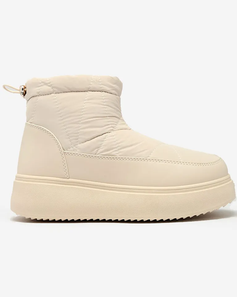 Online Wsuwane śniegowce damskie w kremowym kolorze Armeda Śniegowce|Botki Z Grubym Ociepleniem