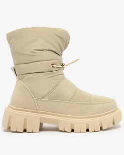 Discount Wsuwane śniegowce damskie w jasnom kolorze Sadella Śniegowce|Botki Z Grubym Ociepleniem