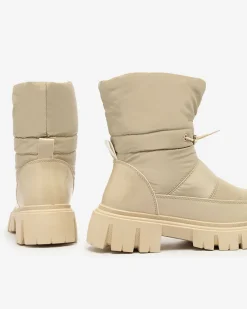 Discount Wsuwane śniegowce damskie w jasnom kolorze Sadella Śniegowce|Botki Z Grubym Ociepleniem