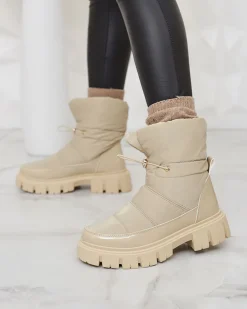 Discount Wsuwane śniegowce damskie w jasnom kolorze Sadella Śniegowce|Botki Z Grubym Ociepleniem