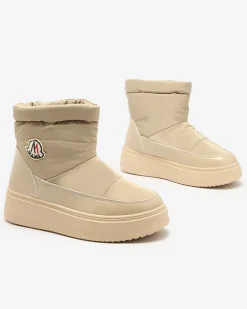New Wsuwane śniegowce damskie w jasnom kolorze Ademra Śniegowce|Botki Z Grubym Ociepleniem