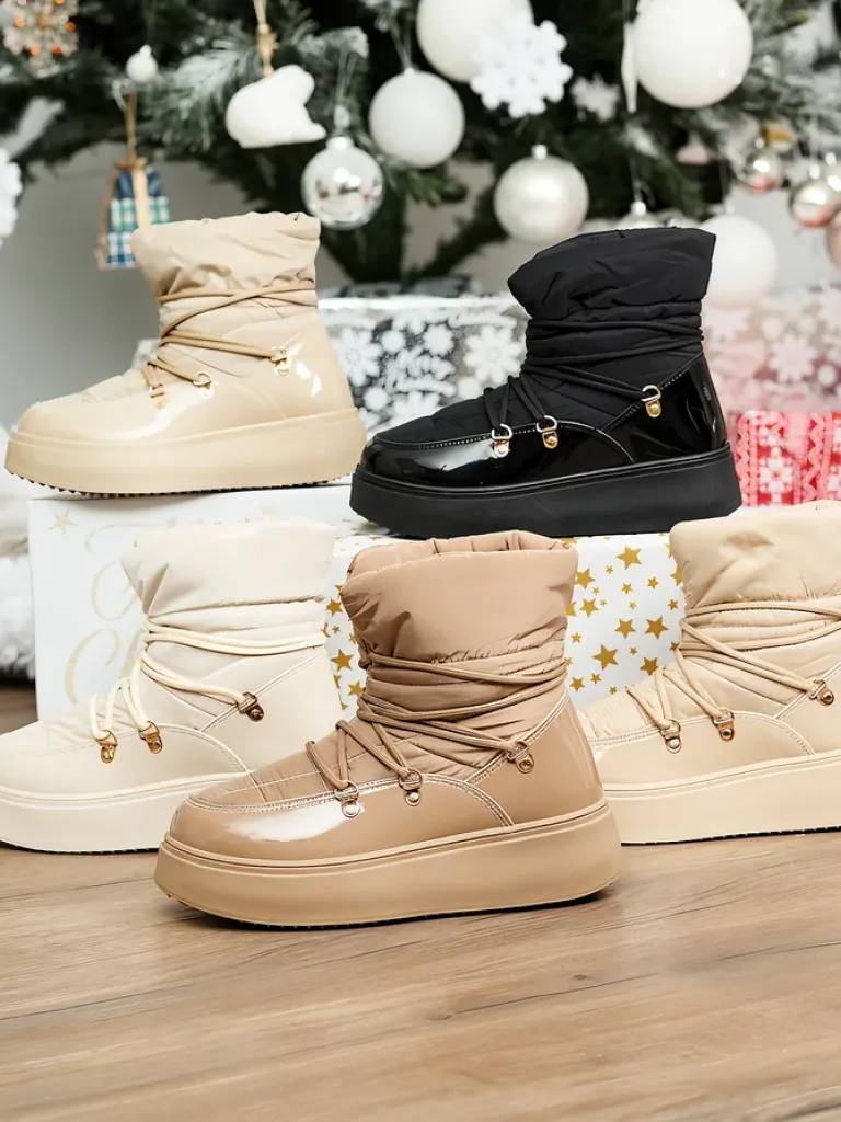 Discount Wsuwane śniegowce damskie w m kolorze Dabenda Śniegowce|Botki Z Grubym Ociepleniem