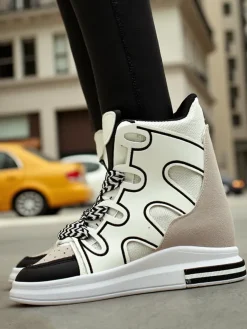 Wysokie sportowe buty damskie z ukrytym koturnem Oblaffi Damskie Sneakersy