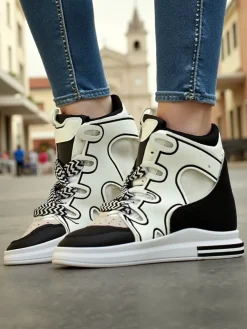 Wysokie sportowe buty damskie z ukrytym koturnem Oblaffi Damskie Sneakersy