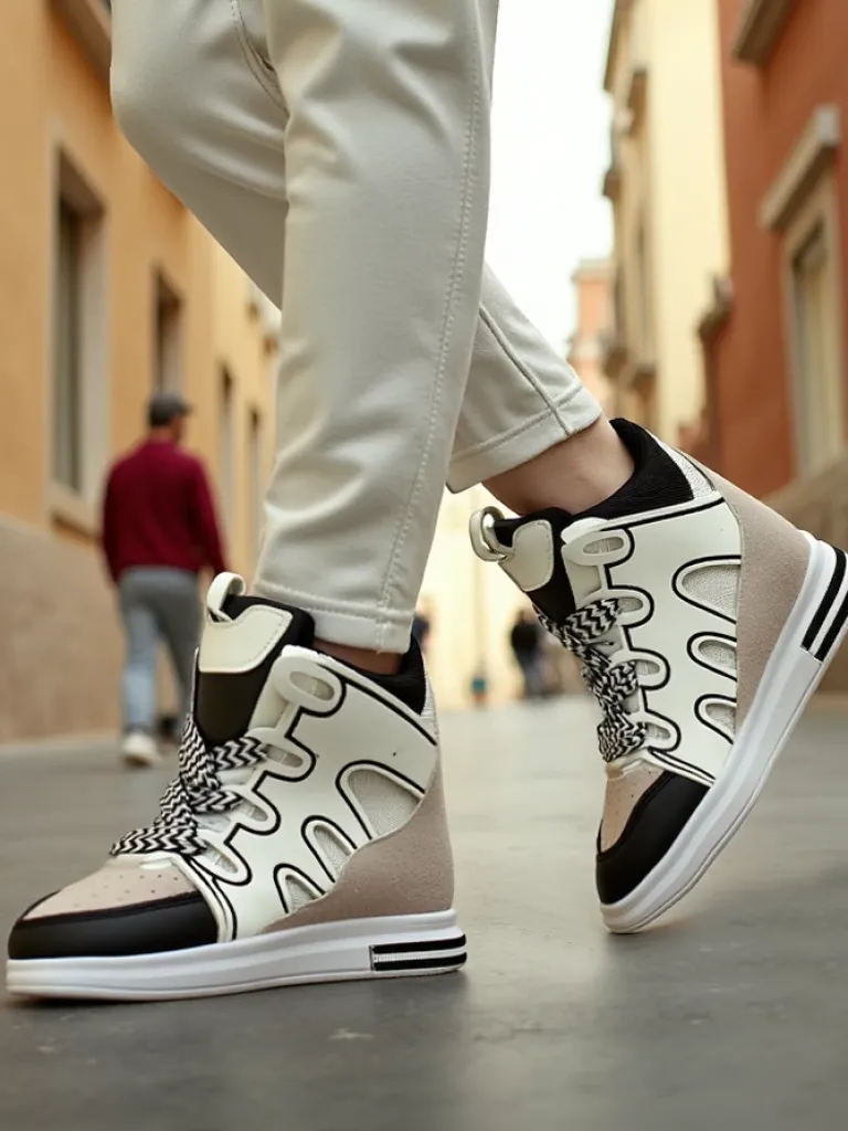 Wysokie sportowe buty damskie z ukrytym koturnem Oblaffi Damskie Sneakersy