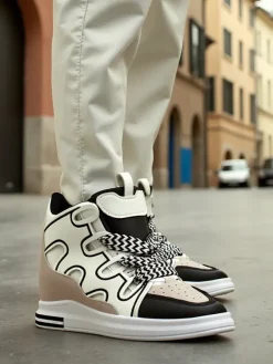 Wysokie sportowe buty damskie z ukrytym koturnem Oblaffi Damskie Sneakersy