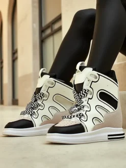 Wysokie sportowe buty damskie z ukrytym koturnem Oblaffi Damskie Sneakersy