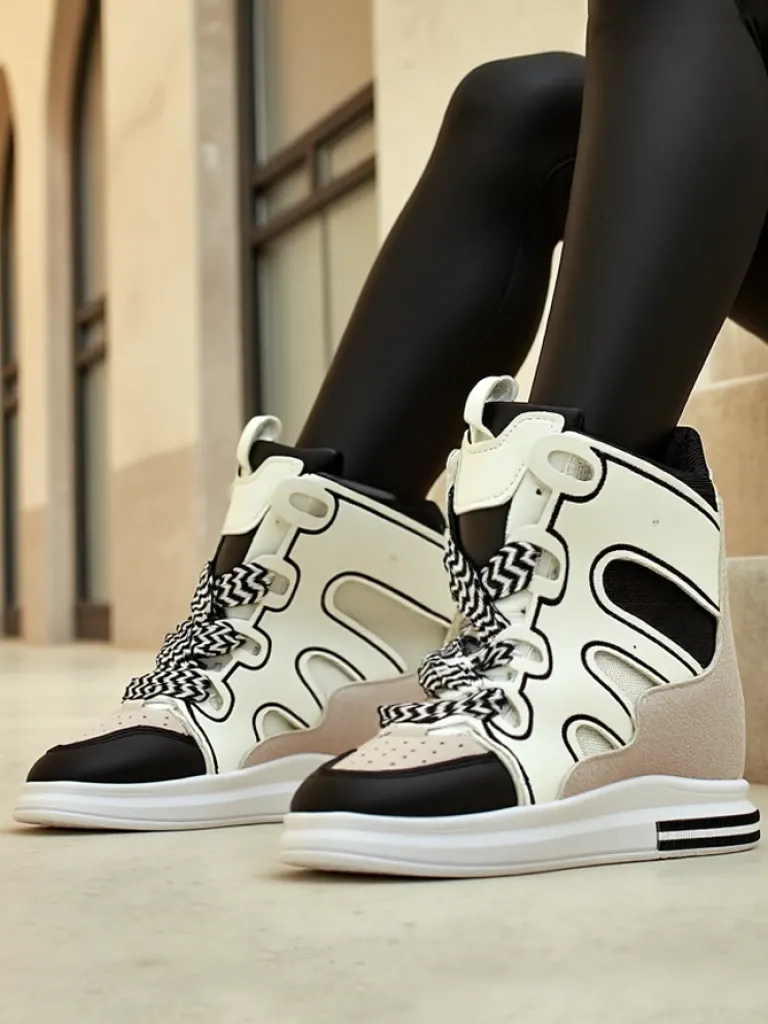 Wysokie sportowe buty damskie z ukrytym koturnem Oblaffi Damskie Sneakersy