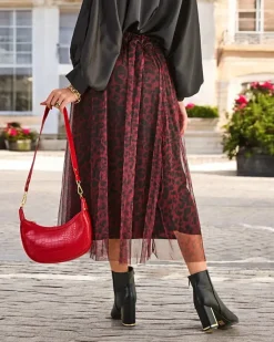 Discount Wzorzysta damska spódnica midi z tiulem Spódnice