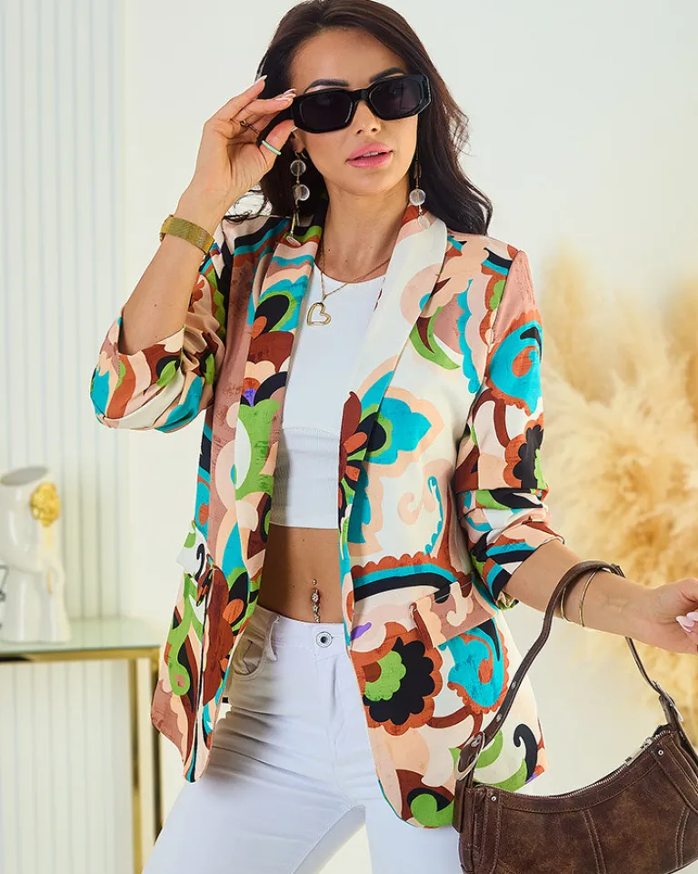 Outlet Wzorzysta marynarka damska Bluzy|Kurtki / Marynarki / Płaszcze