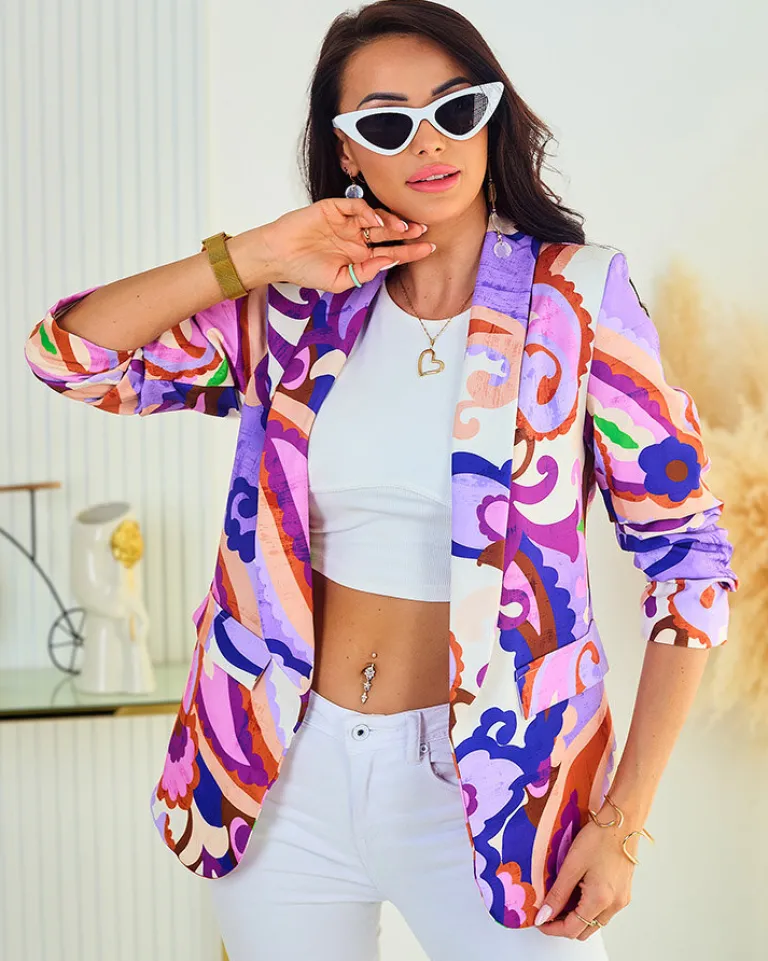 Outlet Wzorzysta marynarka damska Bluzy|Kurtki / Marynarki / Płaszcze